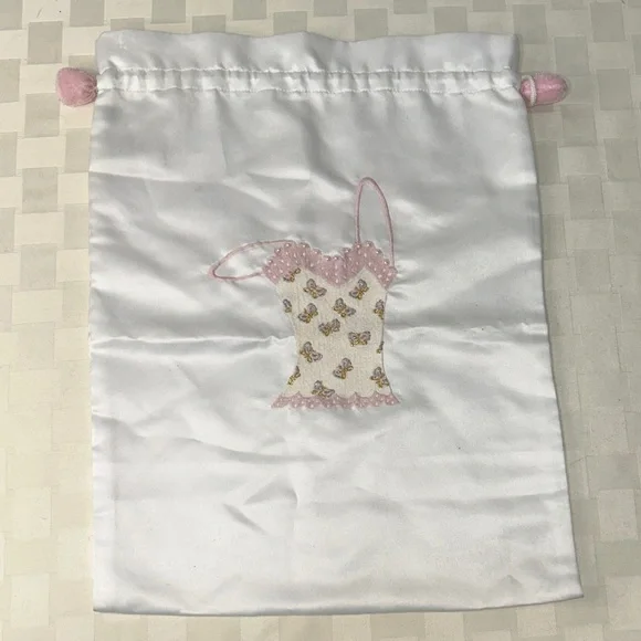 White Lingerie Bags with Pink and Gold Accents - Picture 4 of 5